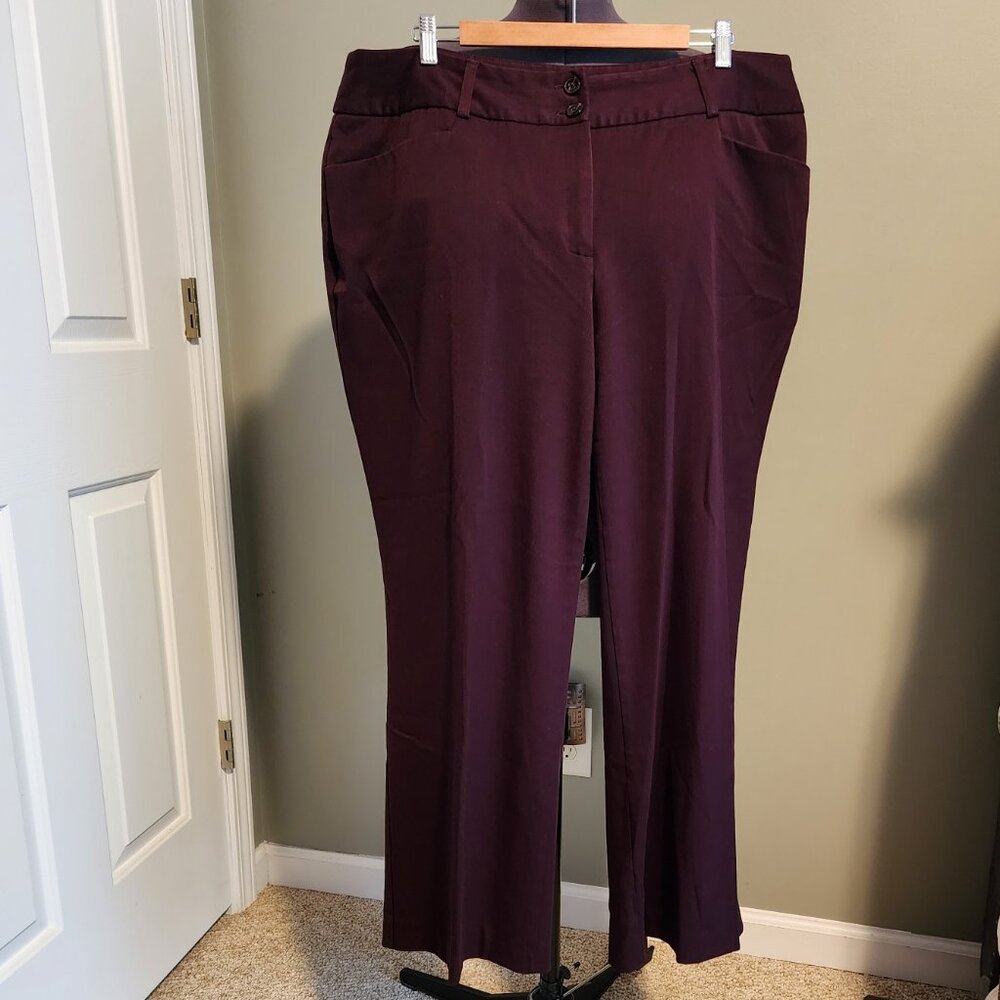 Alfani Woman 18W Merlot Wide Leg Tummy Control Work Pant